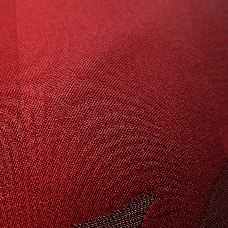 名古屋帯 六通柄 じゅらく 正絹 花柄 名古屋仕立て 赤・朱_画像7