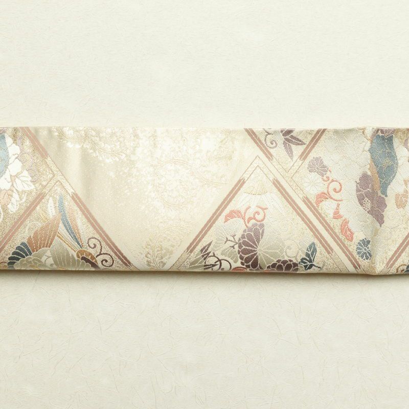 袋帯 六通柄 天井絵花鳥文 フォーマル用 正絹 古典柄 ベージュ_画像21