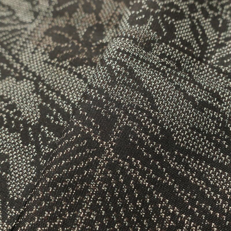 紬 付下げ風 正絹 風景柄 菖蒲 袷仕立て 茶_画像8