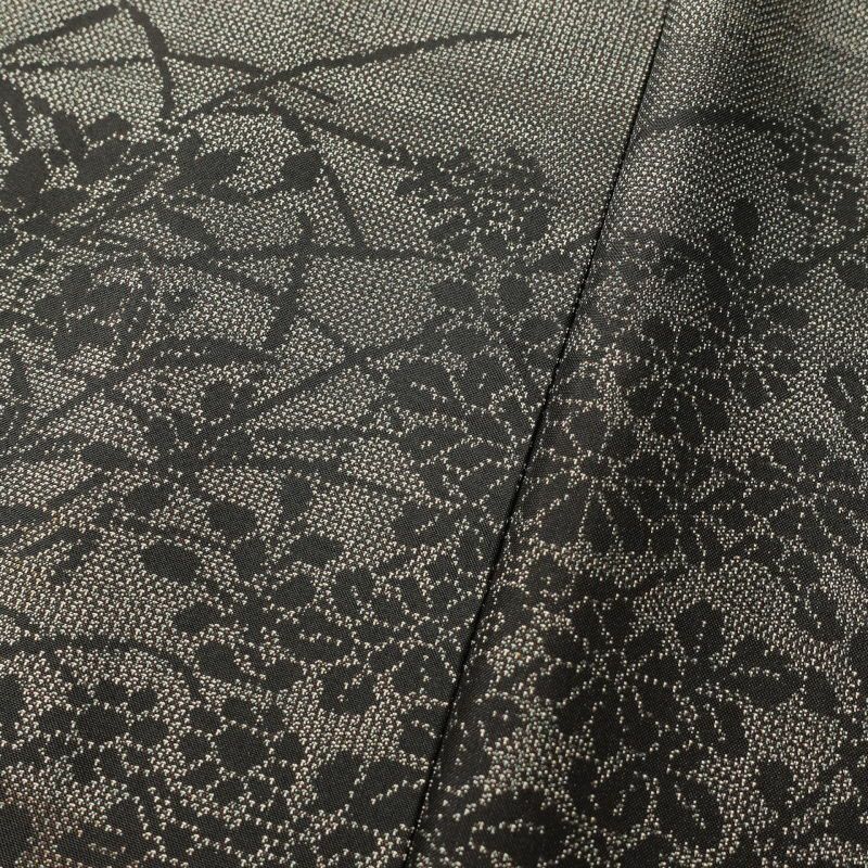 紬 付下げ風 正絹 風景柄 菖蒲 袷仕立て 茶_画像9