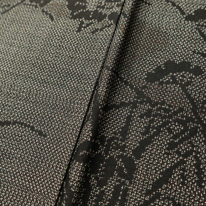 紬 付下げ風 正絹 風景柄 菖蒲 袷仕立て 茶_画像10