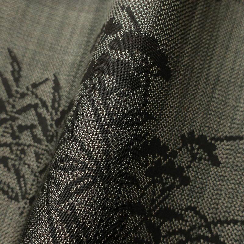 紬 付下げ風 正絹 風景柄 菖蒲 袷仕立て 茶_画像12