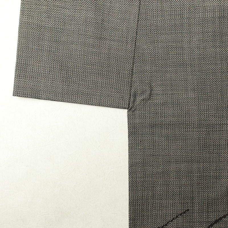 紬 付下げ風 正絹 風景柄 菖蒲 袷仕立て 茶_画像14