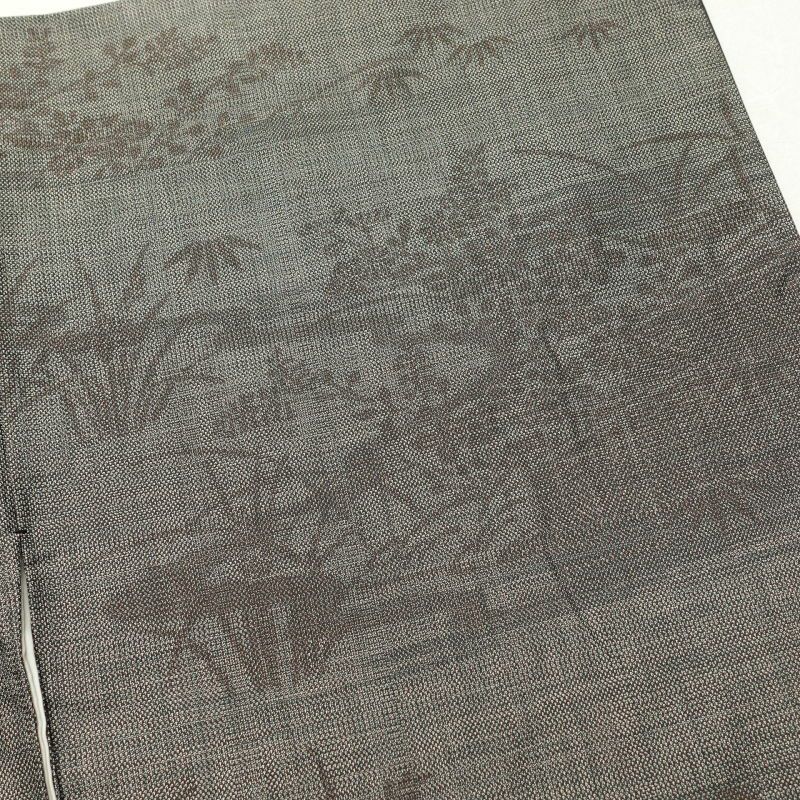 紬 付下げ風 正絹 風景柄 菖蒲 袷仕立て 茶_画像17