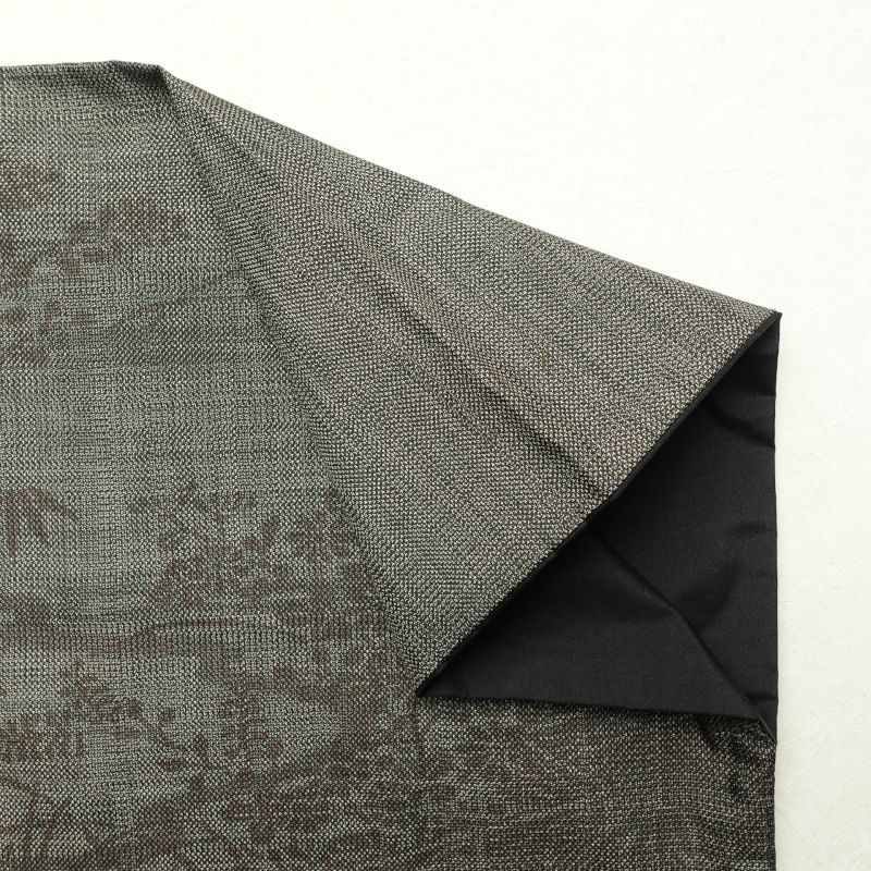 紬 付下げ風 正絹 風景柄 菖蒲 袷仕立て 茶_画像19