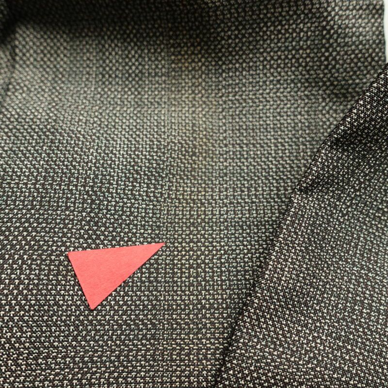 紬 付下げ風 正絹 風景柄 菖蒲 袷仕立て 茶_画像24