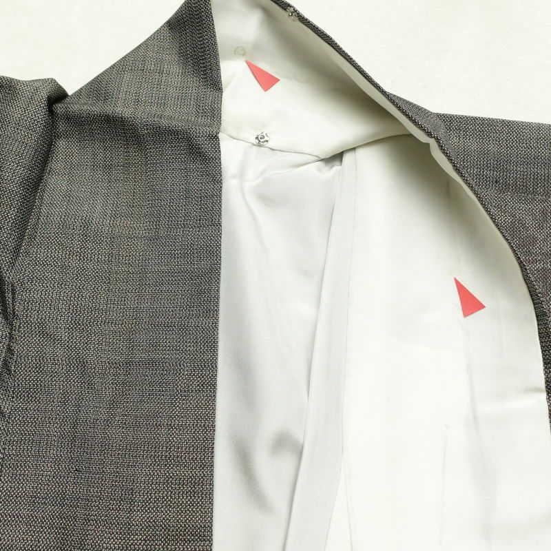 紬 付下げ風 正絹 風景柄 菖蒲 袷仕立て 茶_画像25