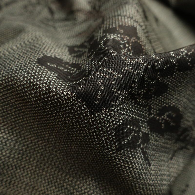 紬 付下げ風 正絹 風景柄 菖蒲 袷仕立て 茶_画像36