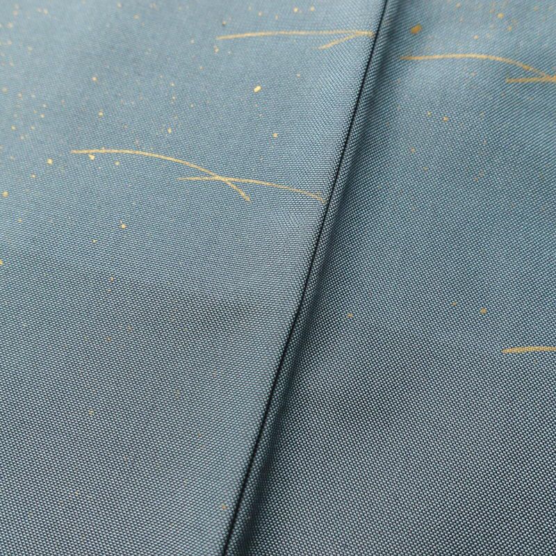 紬 美品 銀座おおぎ屋 落款入り しつけ糸付き 正絹 金彩 共八掛  古典柄 袷仕立て 青・紺_画像10