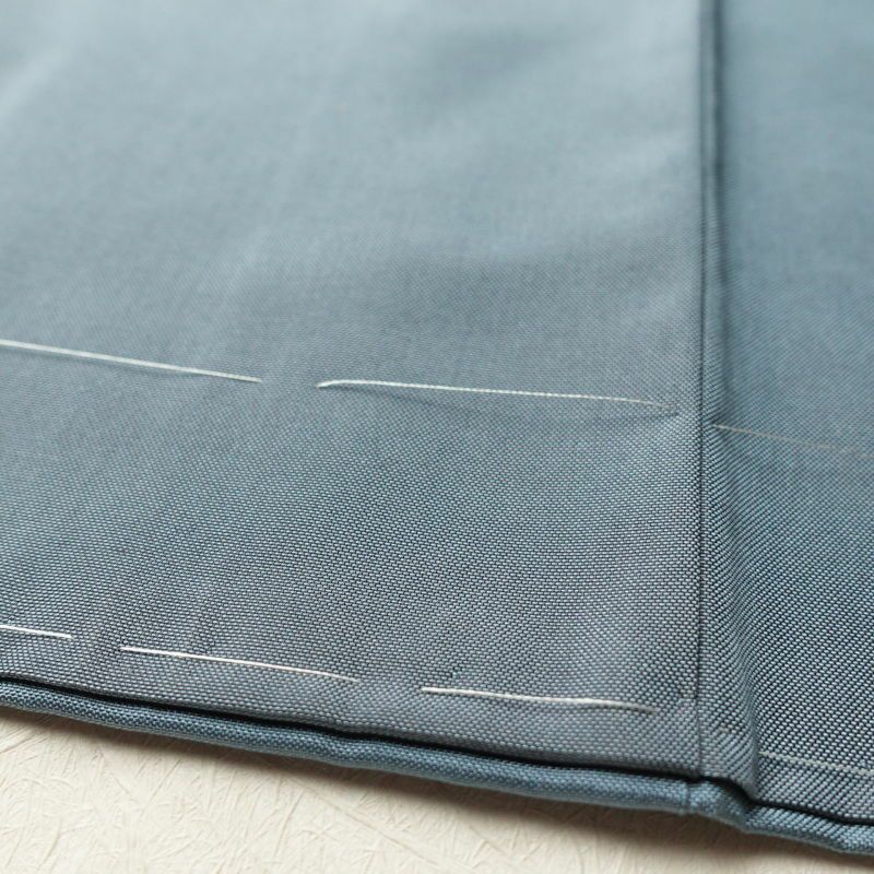 紬 美品 銀座おおぎ屋 落款入り しつけ糸付き 正絹 金彩 共八掛  古典柄 袷仕立て 青・紺_画像14