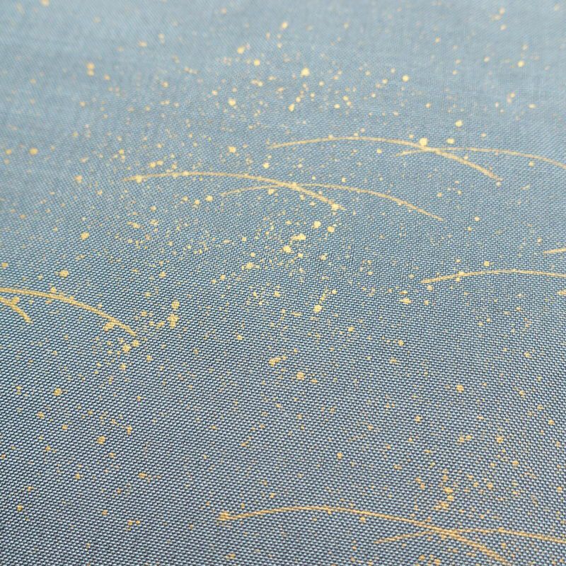 紬 美品 銀座おおぎ屋 落款入り しつけ糸付き 正絹 金彩 共八掛  古典柄 袷仕立て 青・紺_画像17