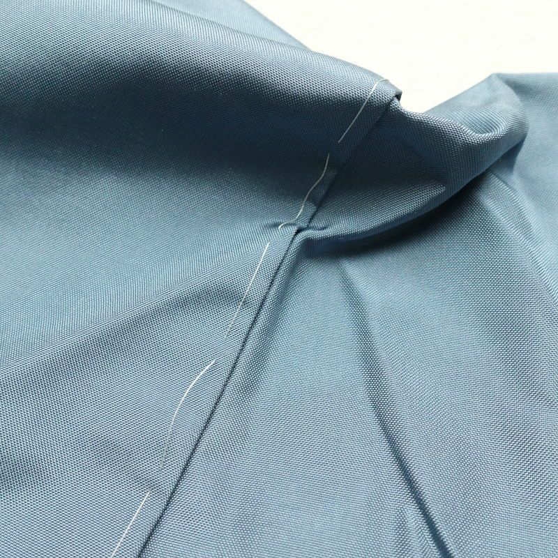 紬 美品 銀座おおぎ屋 落款入り しつけ糸付き 正絹 金彩 共八掛  古典柄 袷仕立て 青・紺_画像26