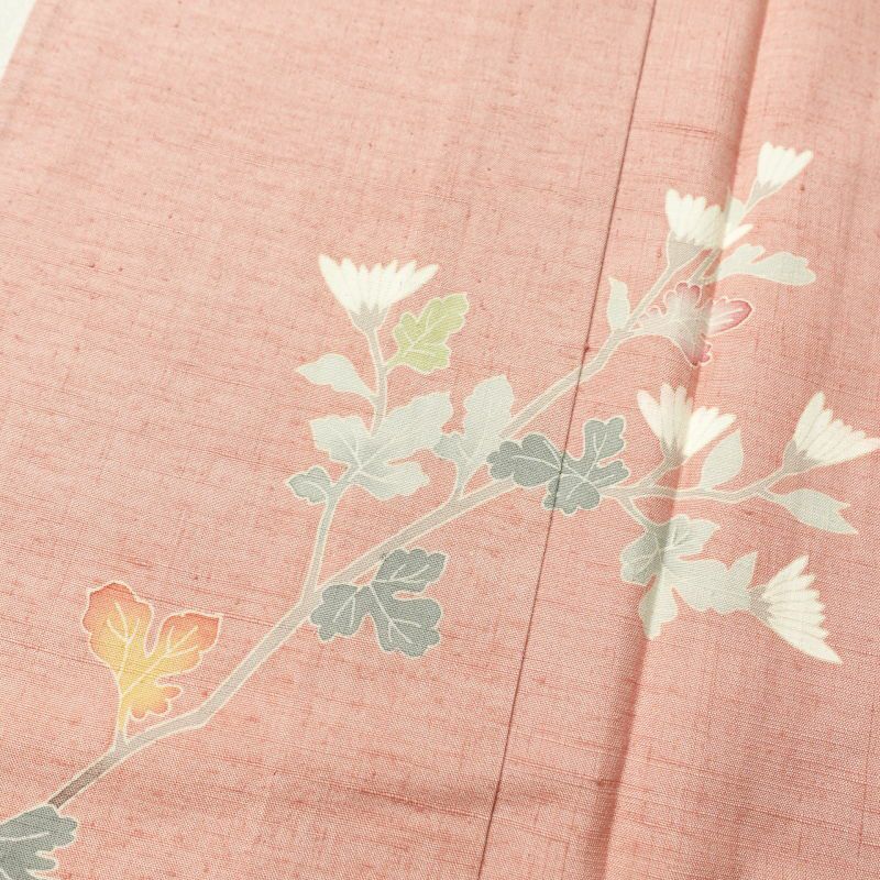 単衣 本加賀友禅 畠山登 付下げ 紬地 落款入り 正絹 花柄 単衣仕立て ピンク_画像10