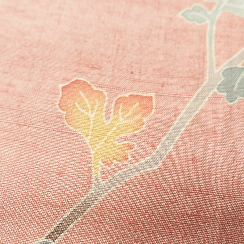 単衣 本加賀友禅 畠山登 付下げ 紬地 落款入り 正絹 花柄 単衣仕立て ピンク_画像11
