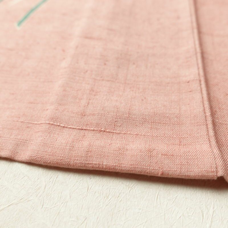 単衣 本加賀友禅 畠山登 付下げ 紬地 落款入り 正絹 花柄 単衣仕立て ピンク_画像14