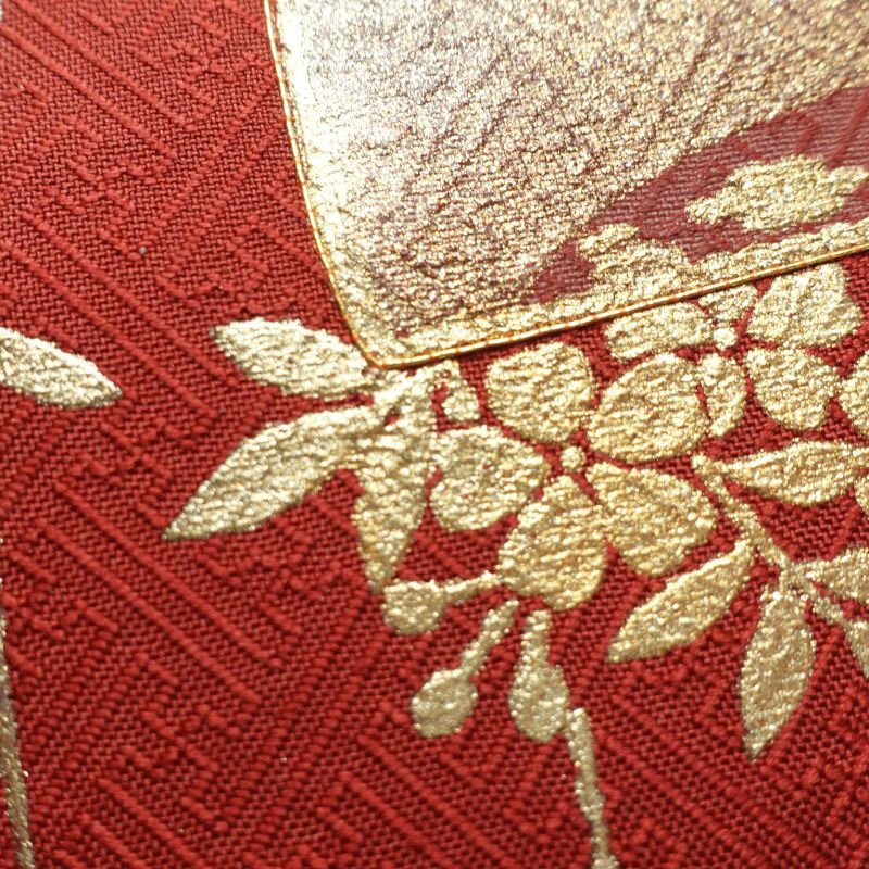 袋帯 太鼓柄 フォーマル用 金彩 刺繍 正絹 古典柄 赤・朱_画像8