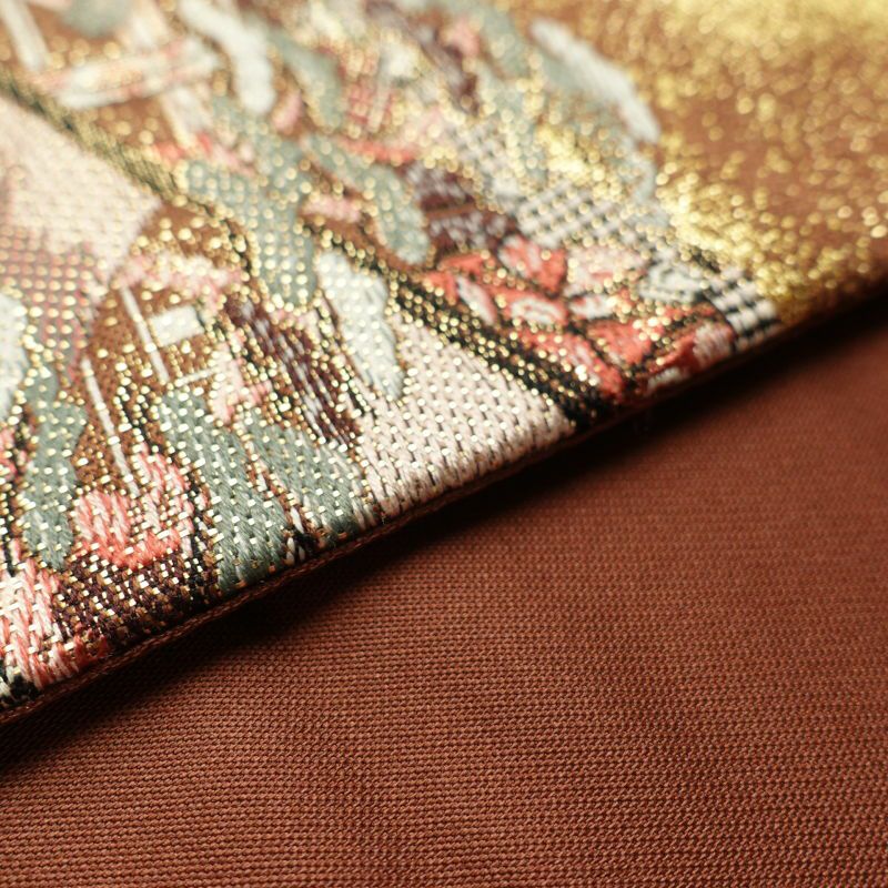 袋帯 全通柄 フォーマル用 正絹 人物・動物柄 金・銀_画像16