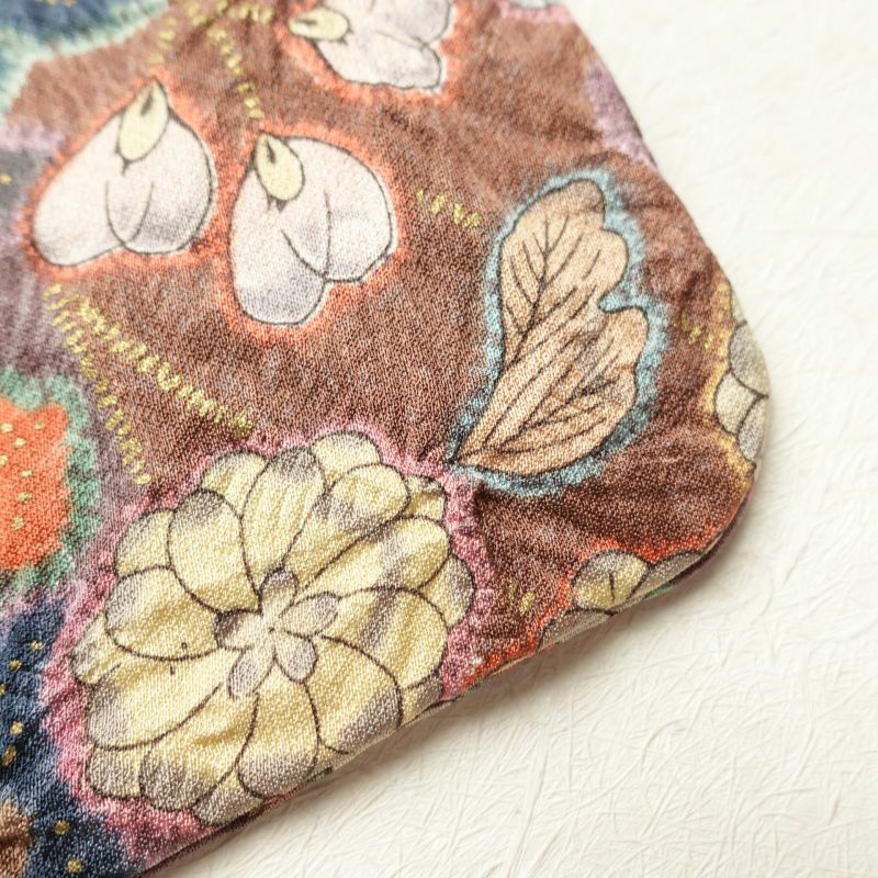 小紋 美品 絞り 総柄 正絹 金彩 花柄 袷仕立て 紫・藤色_画像20