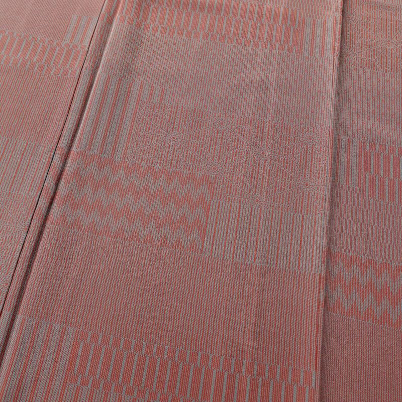 小紋 美品 正絹 幾何学柄・抽象柄 袷仕立て 小豆・エンジ_画像5