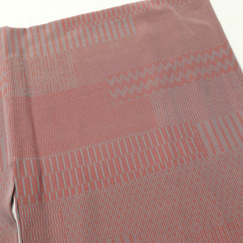 小紋 美品 正絹 幾何学柄・抽象柄 袷仕立て 小豆・エンジ_画像14