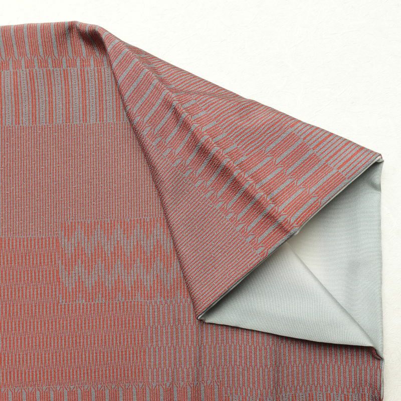 小紋 美品 正絹 幾何学柄・抽象柄 袷仕立て 小豆・エンジ_画像16