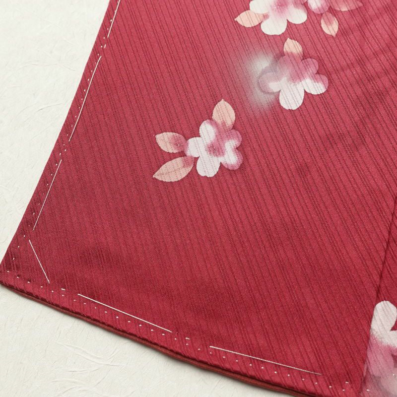 小紋 良品 しつけ糸付き 総柄 正絹 花柄 袷仕立て 赤・朱_画像11