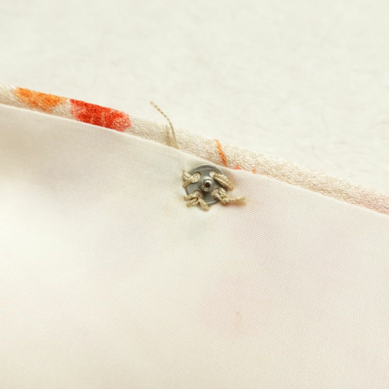 小紋 総柄 混紡 木の葉・植物柄 袷仕立て クリーム_画像29