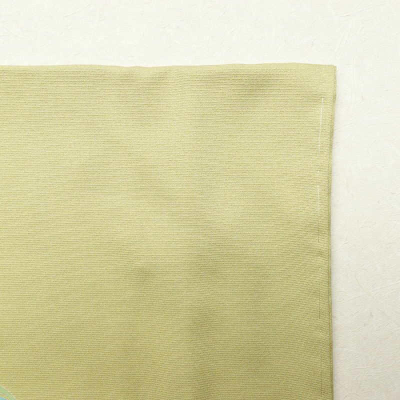 訪問着 しつけ糸付き 正絹 木の葉・植物柄 袷仕立て 緑・うぐいす色_画像21