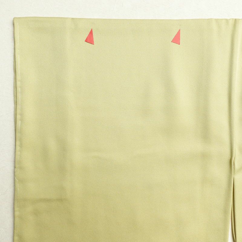 訪問着 しつけ糸付き 正絹 木の葉・植物柄 袷仕立て 緑・うぐいす色_画像31