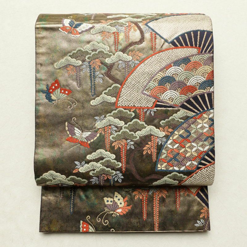 フォーマル衣装》販売 クラレナの エンジ色 金 桜花 正絹 袋帯 (ms976  