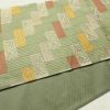 袋帯 唐織草木染 六通柄 一般用 正絹 幾何学柄・抽象柄 緑・うぐいす色_画像15