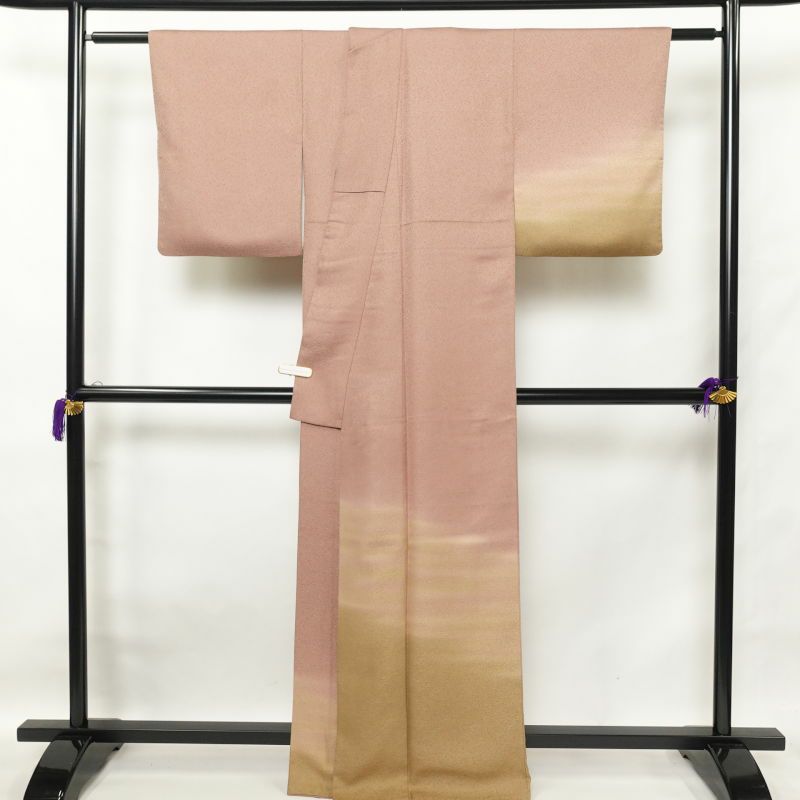 付け下げ 鮫小紋 正絹 その他の柄 袷仕立て 小豆・エンジ_画像2