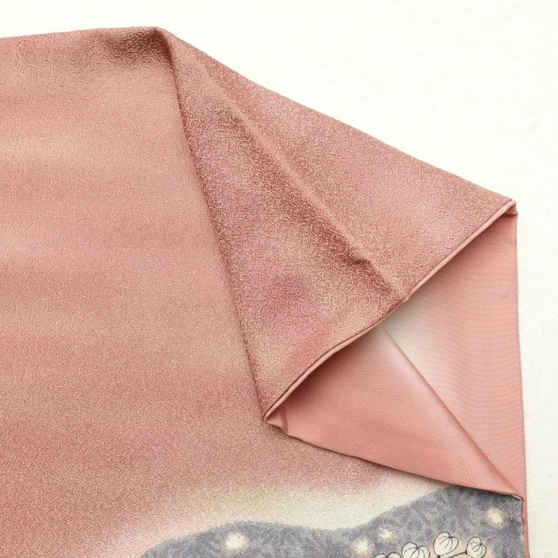 訪問着 銀駒刺繍 一つ紋付き 正絹 花柄 袷仕立て ピンク_画像23