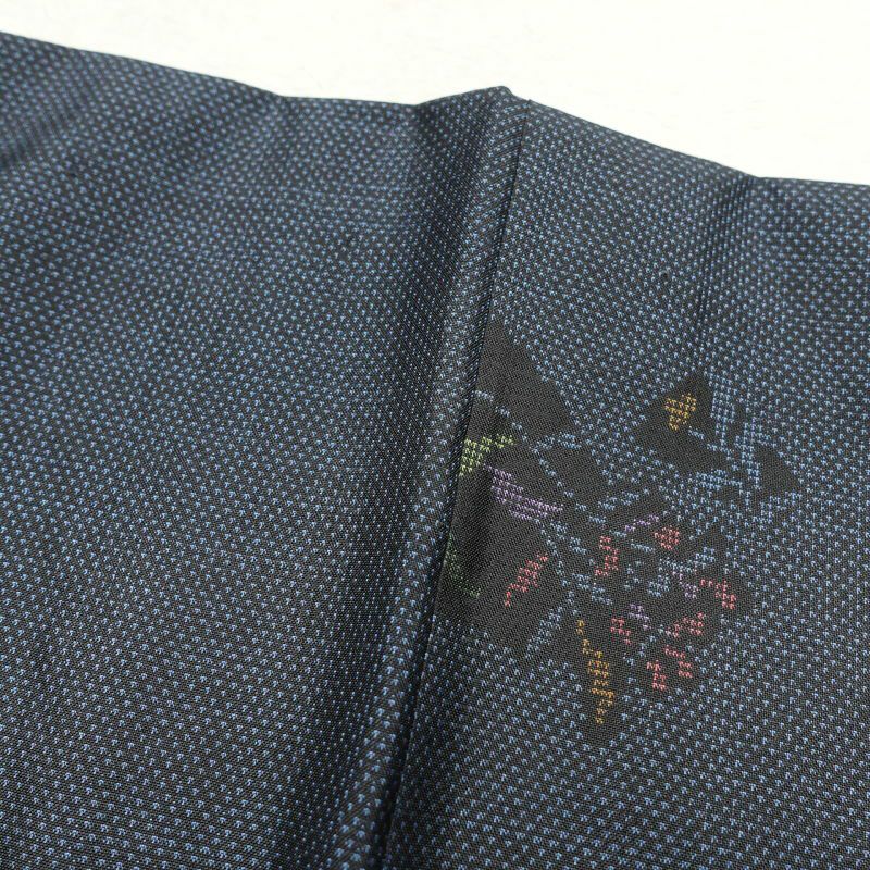 紬 良品 しつけ糸付き 正絹 古典柄 袷仕立て 青・紺_画像19