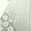 付け下げ 美品 紬地 しつけ糸付き 銀彩 正絹 花柄 袷仕立て 緑・うぐいす色_画像5