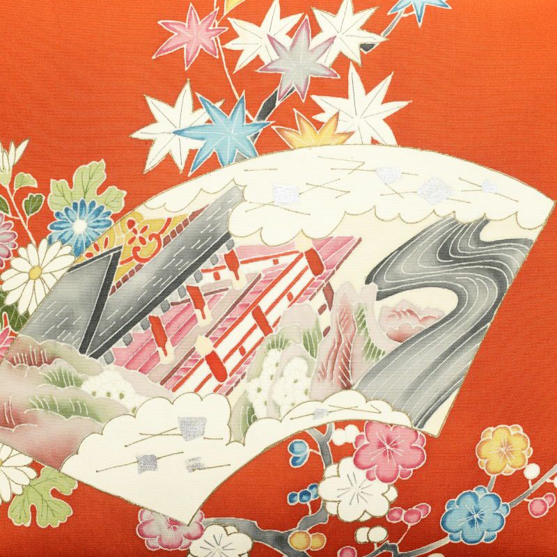 名古屋帯 塩瀬染 太鼓柄 正絹 古典柄 名古屋仕立て 橙_画像2