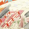 名古屋帯 塩瀬染 太鼓柄 正絹 古典柄 名古屋仕立て 橙_画像3