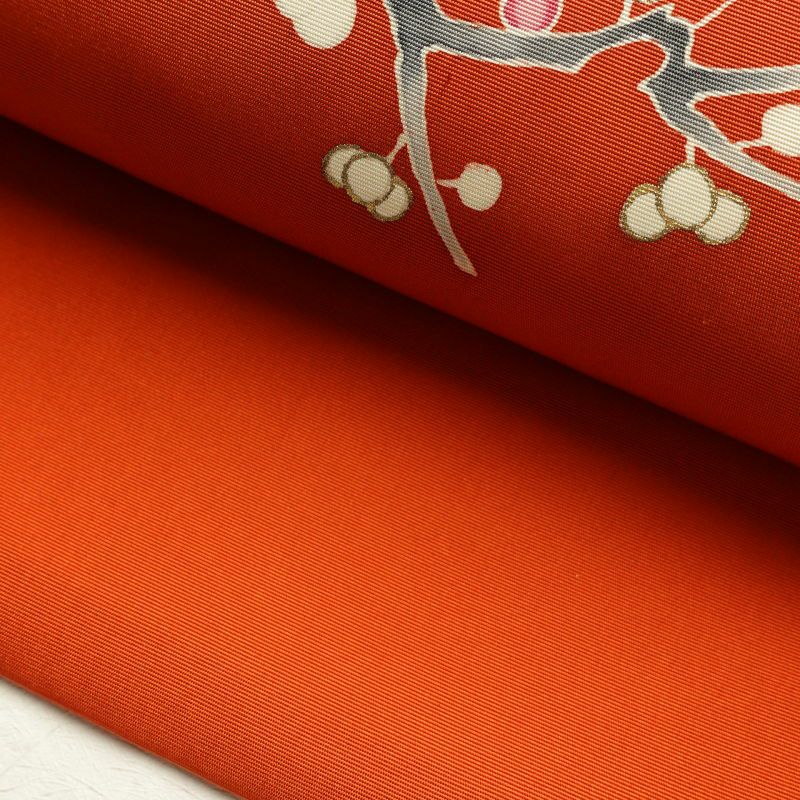 名古屋帯 塩瀬染 太鼓柄 正絹 古典柄 名古屋仕立て 橙_画像10