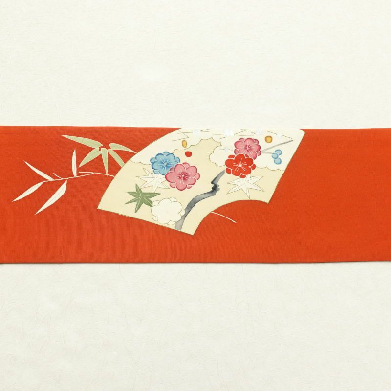 名古屋帯 塩瀬染 太鼓柄 正絹 古典柄 名古屋仕立て 橙_画像23