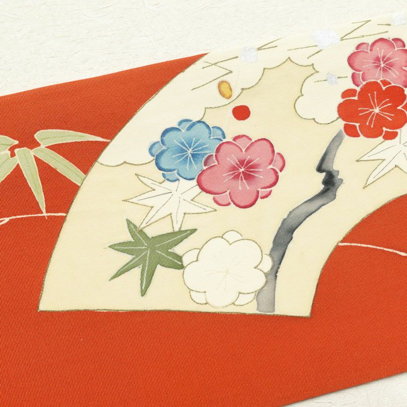 名古屋帯 塩瀬染 太鼓柄 正絹 古典柄 名古屋仕立て 橙_画像24