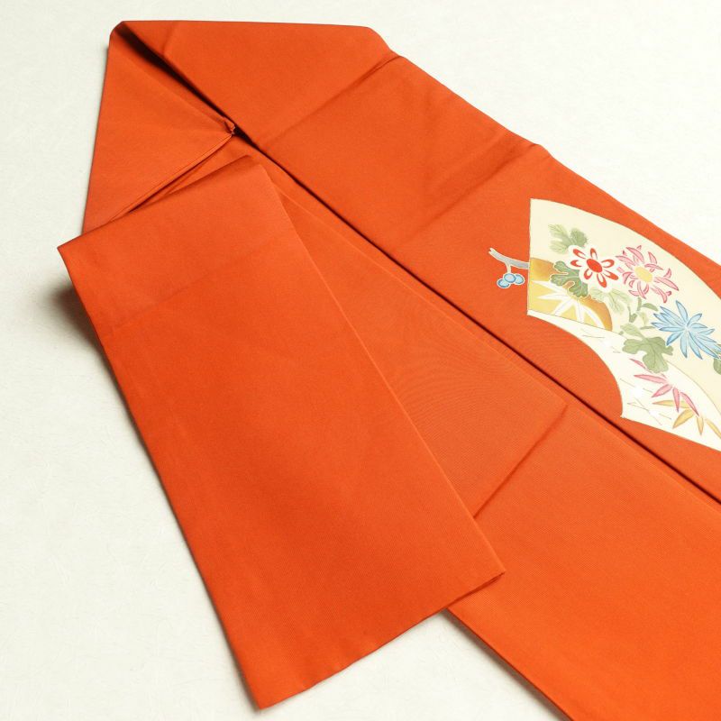 名古屋帯 塩瀬染 太鼓柄 正絹 古典柄 名古屋仕立て 橙_画像32