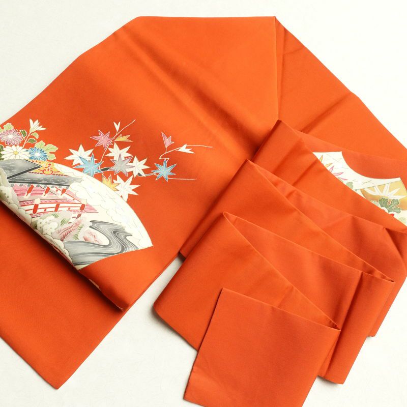 名古屋帯 塩瀬染 太鼓柄 正絹 古典柄 名古屋仕立て 橙_画像33