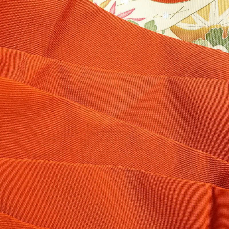 名古屋帯 塩瀬染 太鼓柄 正絹 古典柄 名古屋仕立て 橙_画像34