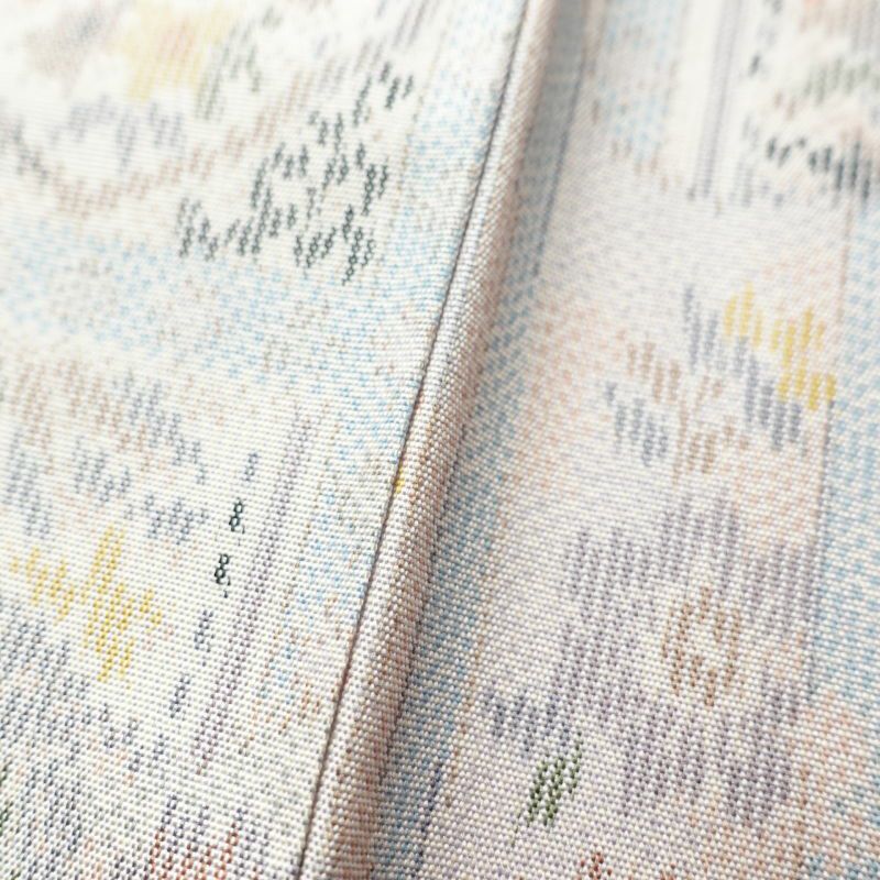 紬 美品 しつけ糸付き 正絹 幾何学柄・抽象柄 袷仕立て 青・紺_画像8