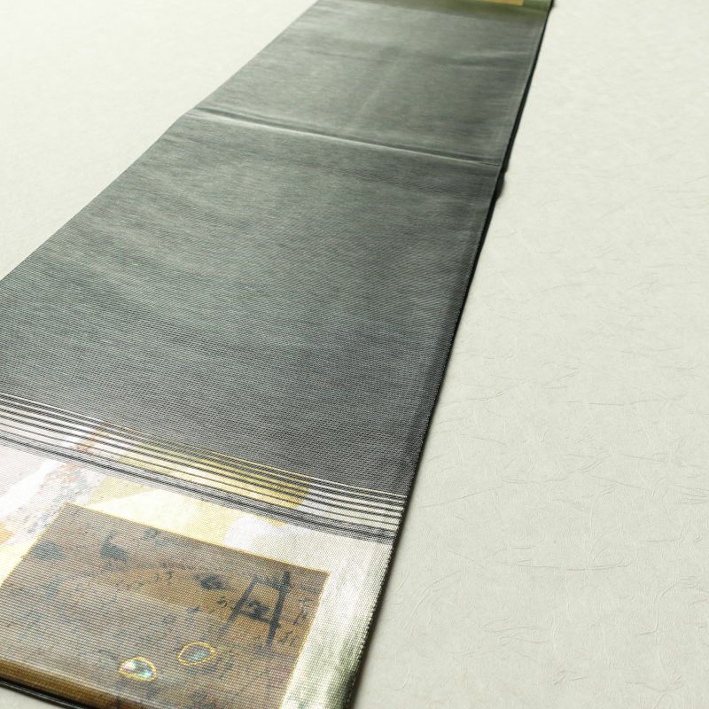 袋帯 太鼓柄 螺鈿風光彩 フォーマル用 正絹 古典柄 黒_画像15