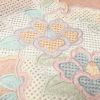 付け下げ スワトウ刺繍 一つ紋付き 綸子 正絹 ぼかし 花柄 袷仕立て ピンク_画像9