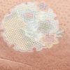 付け下げ スワトウ刺繍 一つ紋付き 綸子 正絹 ぼかし 花柄 袷仕立て ピンク_画像17