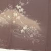 訪問着 清裳 良品 しつけ糸付き 縮緬 一つ紋付き 共八掛 刺繍 正絹 木の葉・植物柄 袷仕立て 茶_画像15
