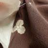 訪問着 清裳 良品 しつけ糸付き 縮緬 一つ紋付き 共八掛 刺繍 正絹 木の葉・植物柄 袷仕立て 茶_画像33