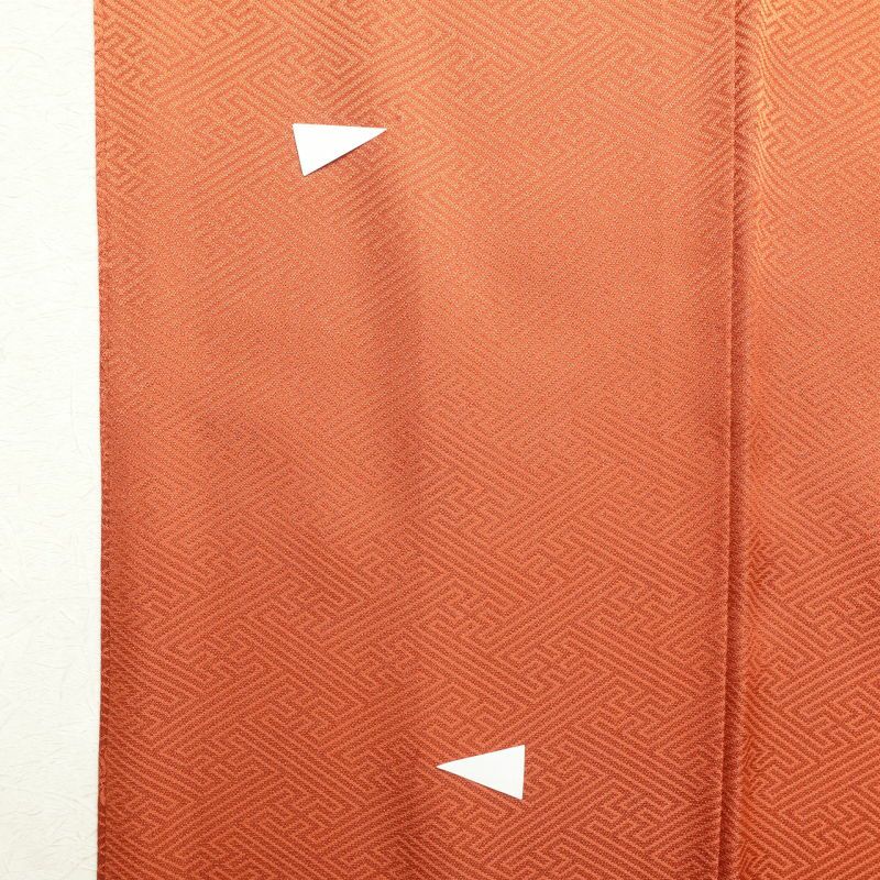訪問着 良品 金駒刺繍 箔 共八掛 綸子 正絹 古典柄 袷仕立て 橙_画像32